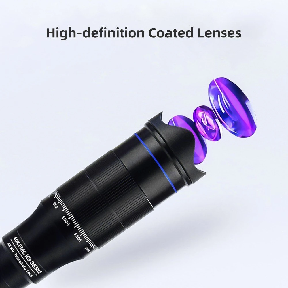 (image for) Zoom Phone Camera HD Lens 40X Long Focus Telephoto Monocular Telescope Optical Glass ED FMC BAK4 with Tripod BT Shutter